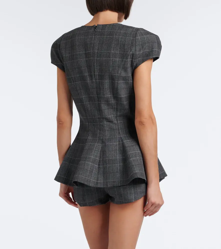 Magda Butrym Checked draped virgin wool top | Thumbnail 5 Magda Butrym Checked draped virgin wool top | Thumbnail 5