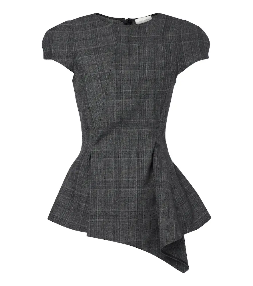 Magda Butrym Checked draped virgin wool top