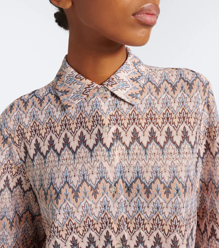 Melissa Odabash Daria chevron knitted shirt | Thumbnail 5