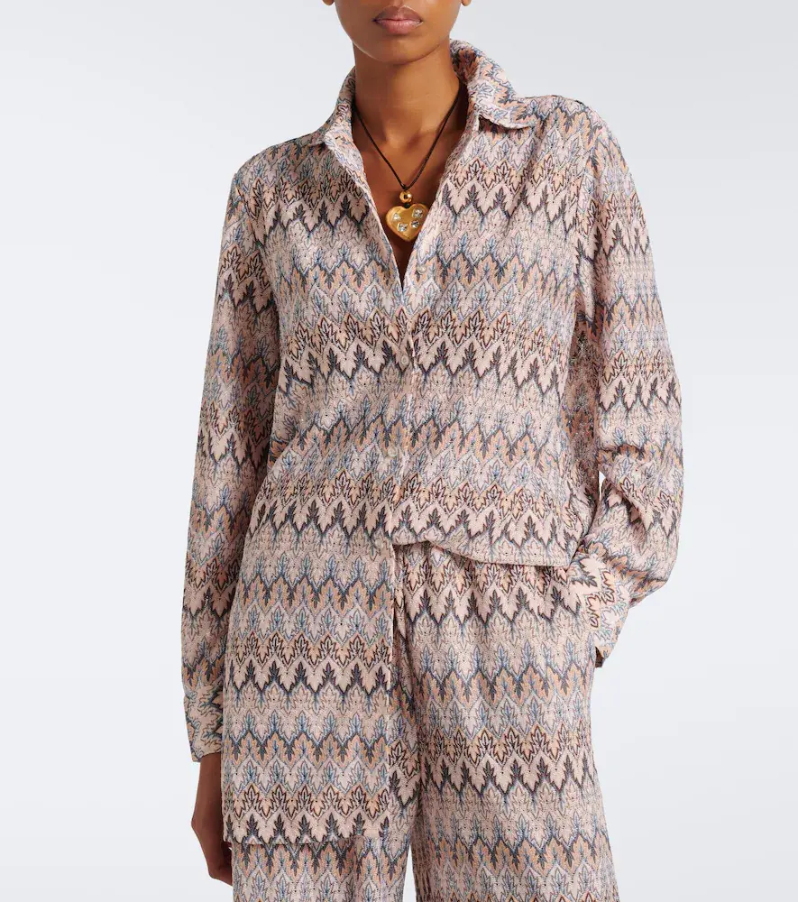 Melissa Odabash Daria chevron knitted shirt | Thumbnail 7