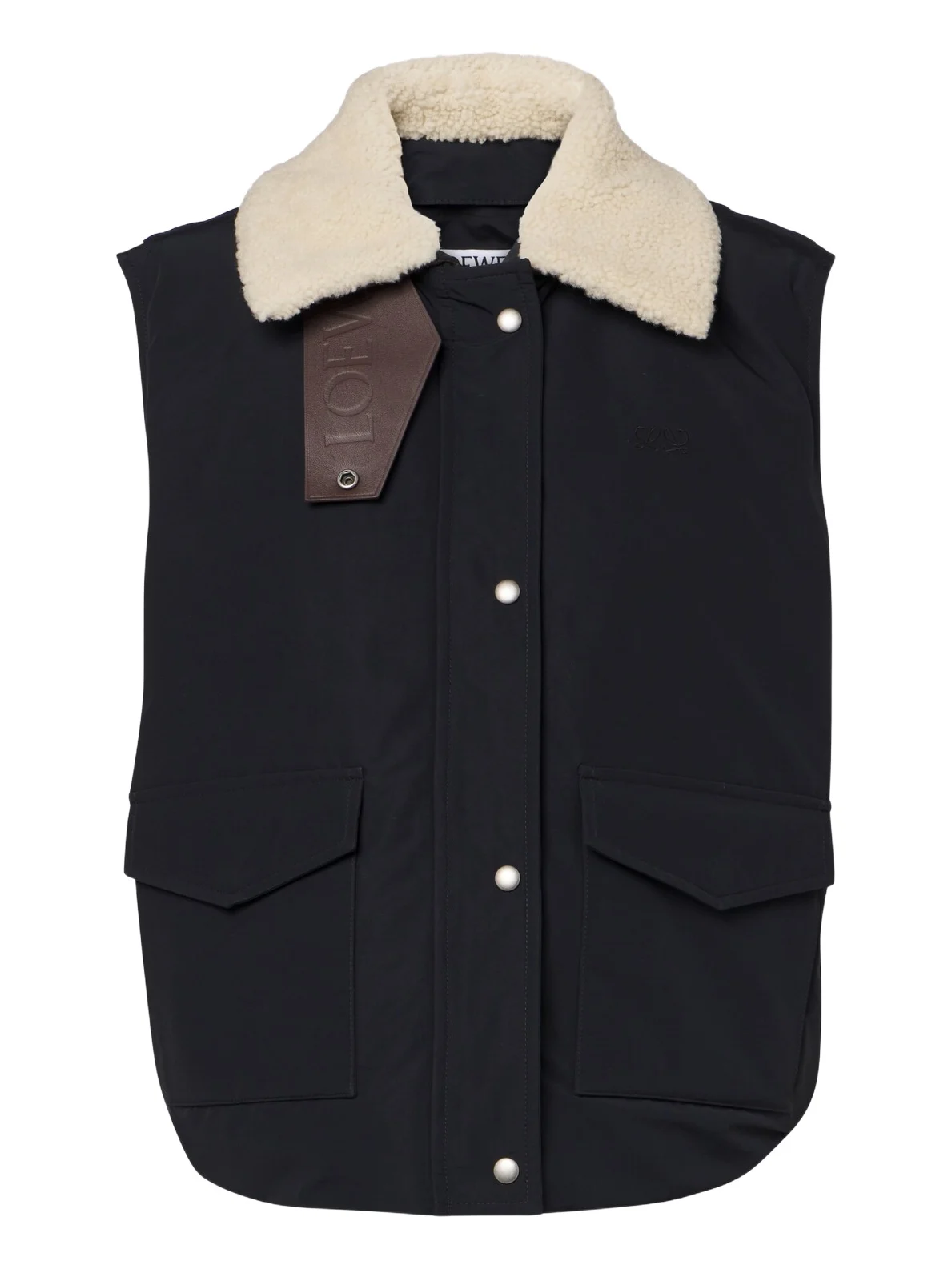 Shearling-trimmed cotton-blend vest Shearling-trimmed cotton-blend vest