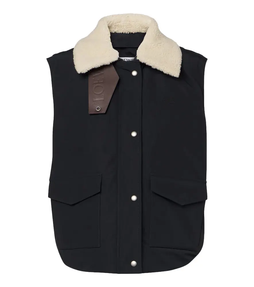 Loewe Shearling-trimmed cotton-blend vest
