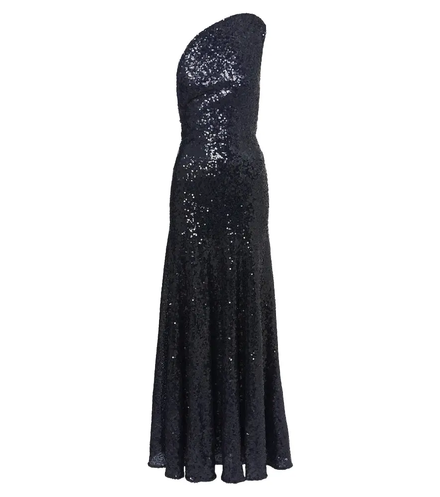Sequined one-shoulder open-back gown Sequined one-shoulder open-back gown
