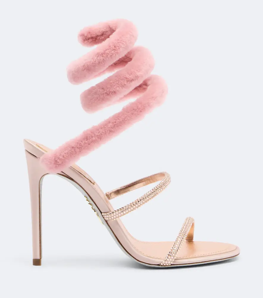 René Caovilla Cleo embellished shearling-trimmed sandals | Thumbnail 2 René Caovilla Cleo embellished shearling-trimmed sandals | Thumbnail 2