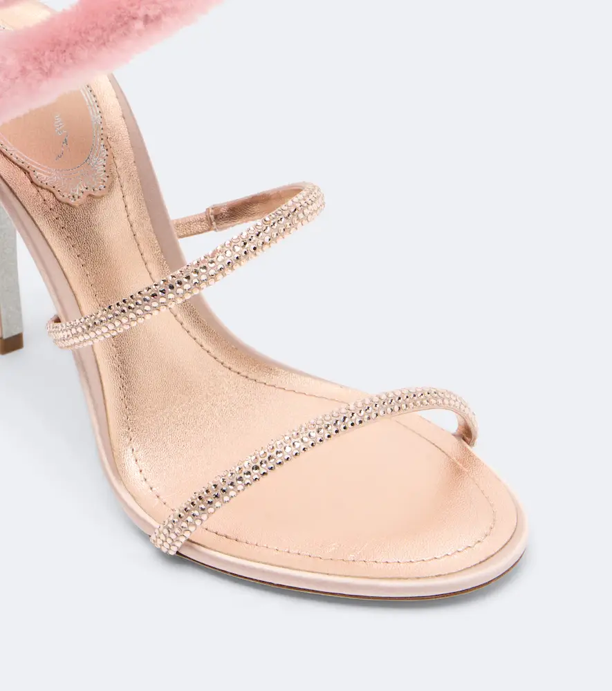 René Caovilla Cleo embellished shearling-trimmed sandals | Thumbnail 3 René Caovilla Cleo embellished shearling-trimmed sandals | Thumbnail 3