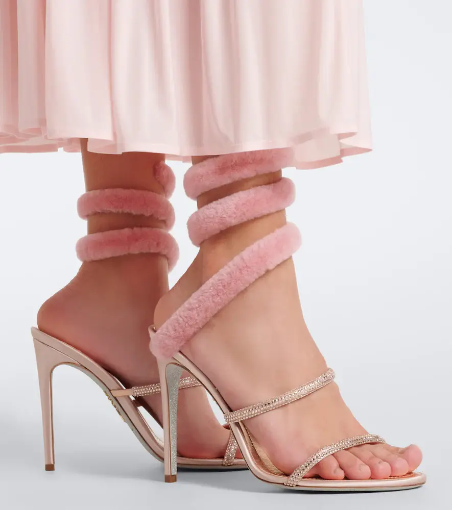 René Caovilla Cleo embellished shearling-trimmed sandals | Thumbnail 5 René Caovilla Cleo embellished shearling-trimmed sandals | Thumbnail 5