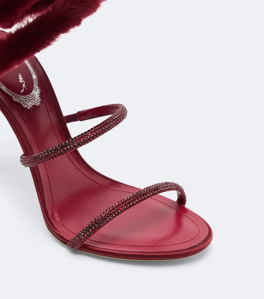 René Caovilla Cleo embellished shearling-trimmed sandals | Thumbnail 2