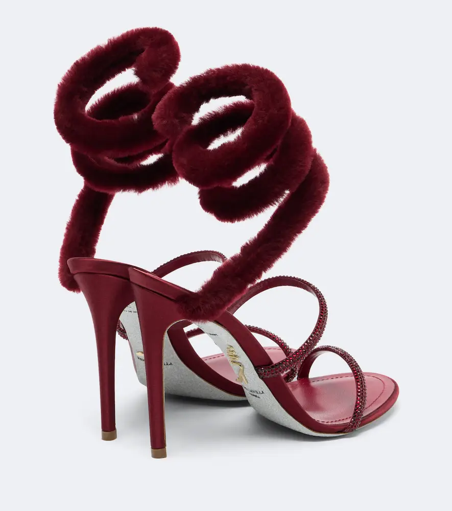 René Caovilla Cleo embellished shearling-trimmed sandals | Thumbnail 3