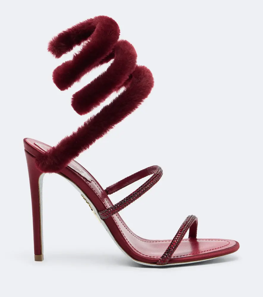 René Caovilla Cleo embellished shearling-trimmed sandals | Thumbnail 4