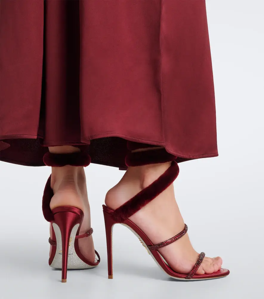 René Caovilla Cleo embellished shearling-trimmed sandals | Thumbnail 5