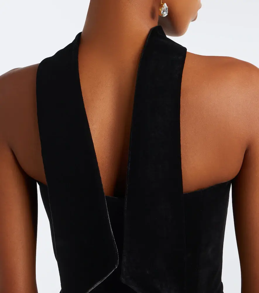 The New Arrivals Ilkyaz Ozel Holly embellished scarf-detail velvet gown | Thumbnail 4 The New Arrivals Ilkyaz Ozel Holly embellished scarf-detail velvet gown | Thumbnail 4