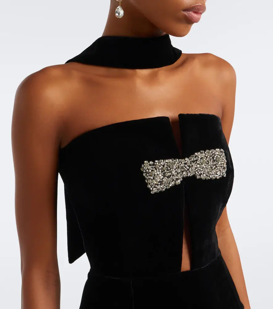 The New Arrivals Ilkyaz Ozel Holly embellished scarf-detail velvet gown | Thumbnail 5 The New Arrivals Ilkyaz Ozel Holly embellished scarf-detail velvet gown | Thumbnail 5