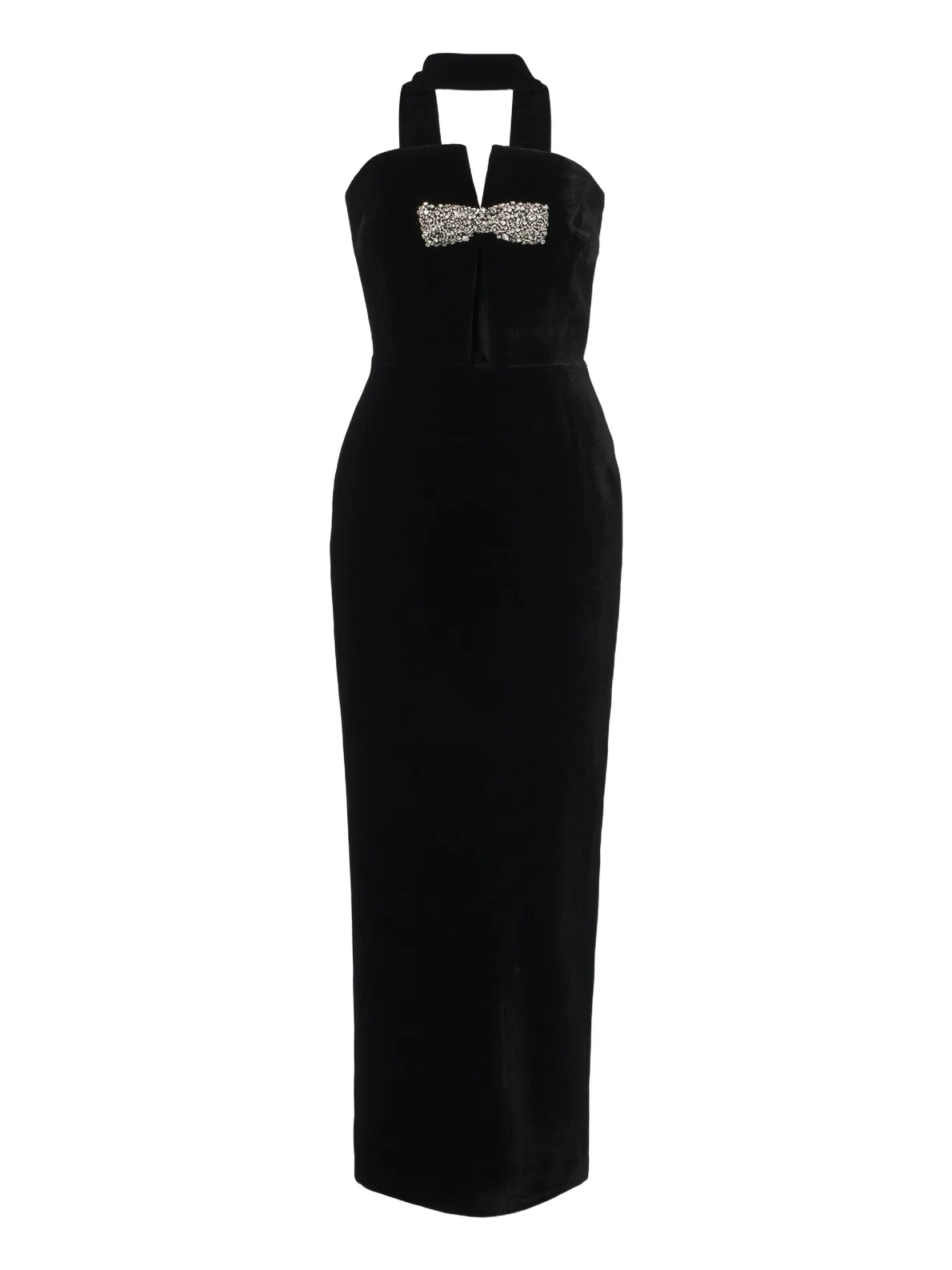 Holly embellished scarf-detail velvet gown Holly embellished scarf-detail velvet gown
