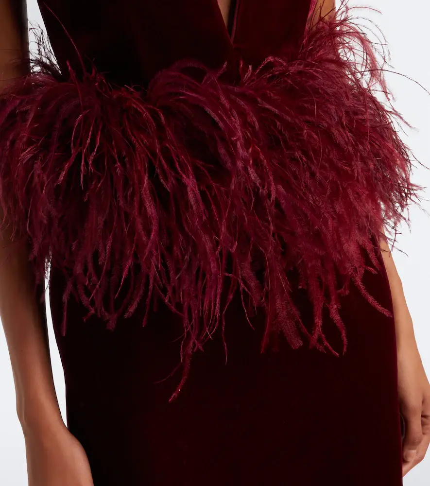 The New Arrivals Ilkyaz Ozel Sienna feather-trimmed velvet gown | Thumbnail 3 The New Arrivals Ilkyaz Ozel Sienna feather-trimmed velvet gown | Thumbnail 3