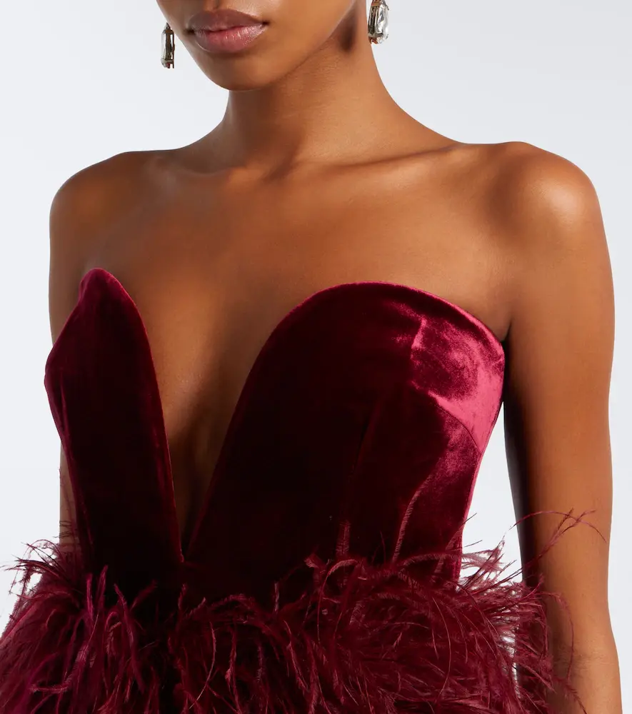 The New Arrivals Ilkyaz Ozel Sienna feather-trimmed velvet gown | Thumbnail 5 The New Arrivals Ilkyaz Ozel Sienna feather-trimmed velvet gown | Thumbnail 5