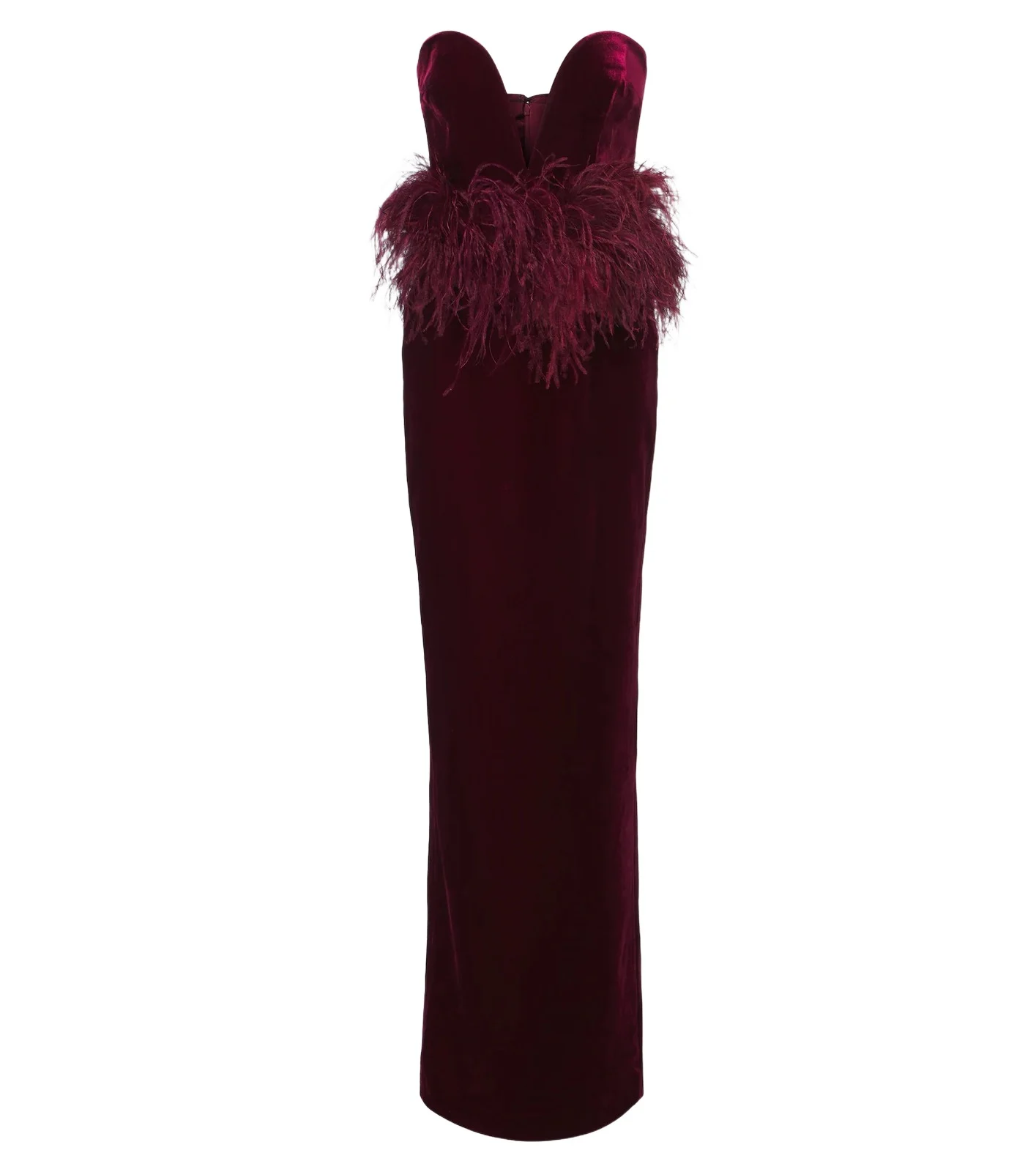 Sienna feather-trimmed velvet gown