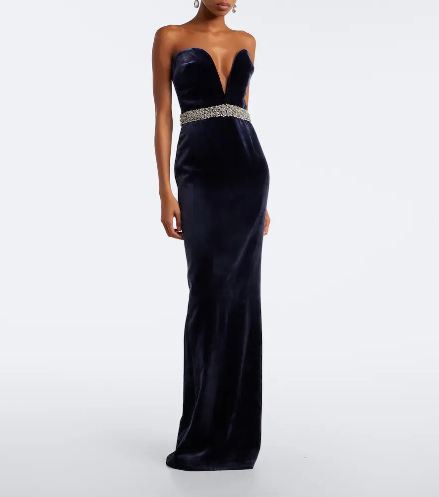 The New Arrivals Ilkyaz Ozel Sienna embellished strapless velvet gown | Thumbnail 2 The New Arrivals Ilkyaz Ozel Sienna embellished strapless velvet gown | Thumbnail 2