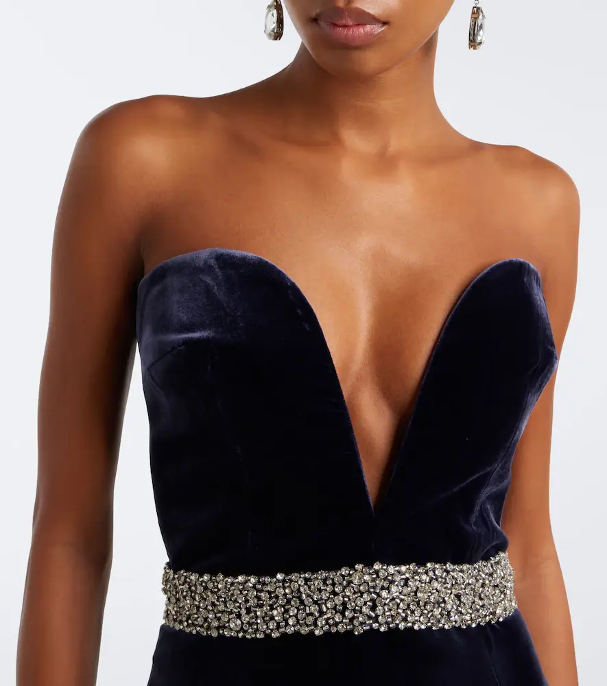 The New Arrivals Ilkyaz Ozel Sienna embellished strapless velvet gown | Thumbnail 4 The New Arrivals Ilkyaz Ozel Sienna embellished strapless velvet gown | Thumbnail 4