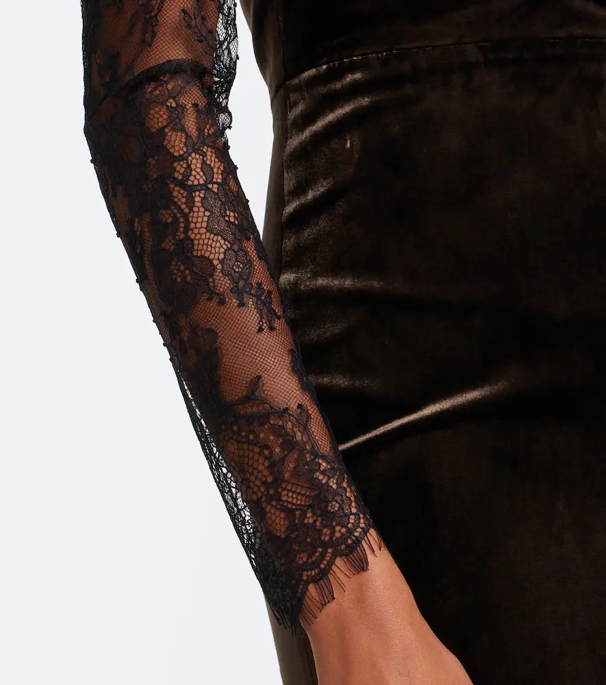 Roland Mouret Lace-trimmed velvet gown | Thumbnail 2 Roland Mouret Lace-trimmed velvet gown | Thumbnail 2