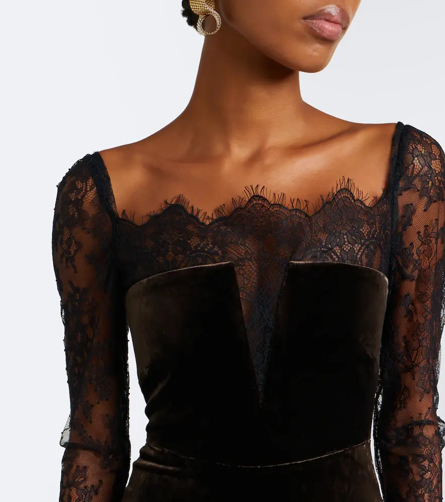 Roland Mouret Lace-trimmed velvet gown | Thumbnail 5 Roland Mouret Lace-trimmed velvet gown | Thumbnail 5