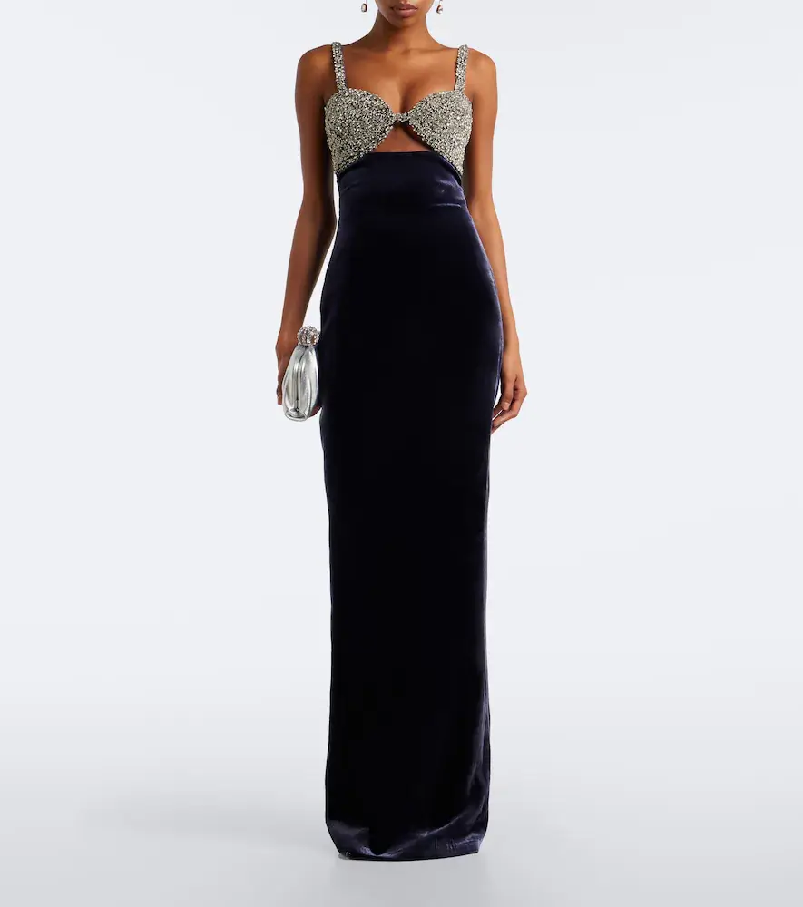 The New Arrivals Ilkyaz Ozel Lux cutout crystal-embellished velvet gown | Thumbnail 4 The New Arrivals Ilkyaz Ozel Lux cutout crystal-embellished velvet gown | Thumbnail 4
