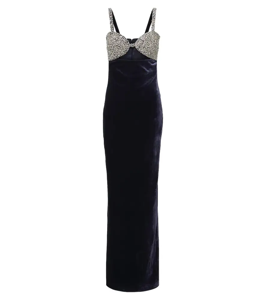 Lux cutout crystal-embellished velvet gown Lux cutout crystal-embellished velvet gown