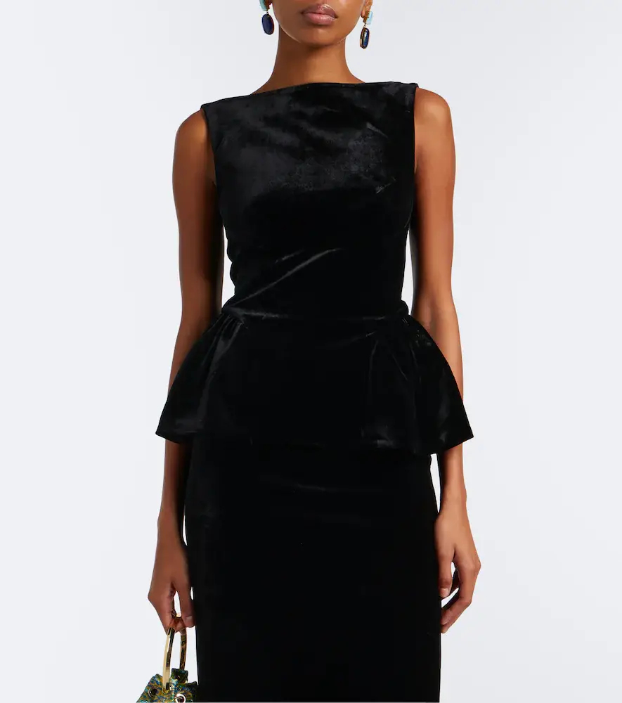 Roland Mouret Peplum velvet top | Thumbnail 4