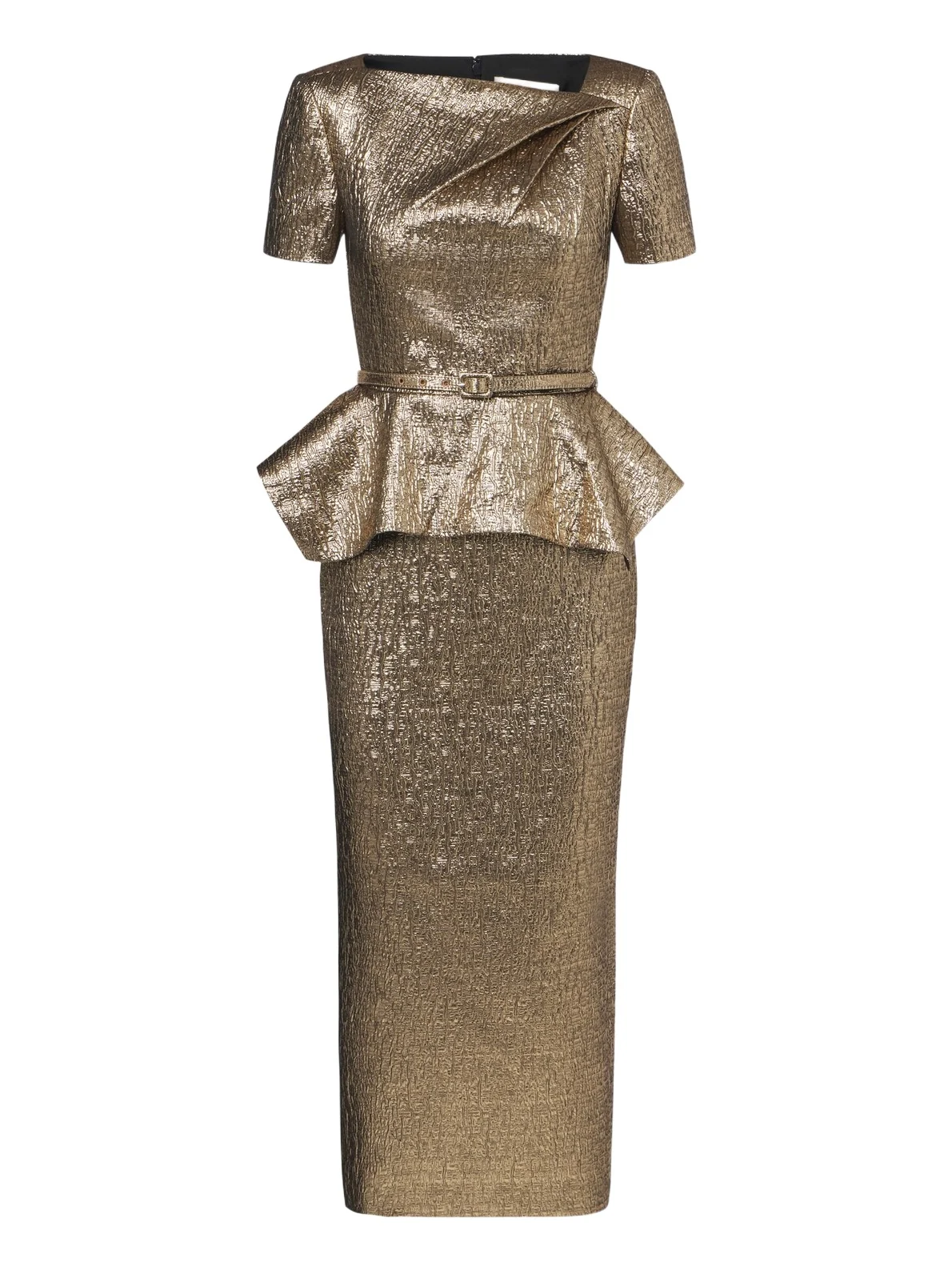 Roland Mouret Belted peplum cloqué cocktail dress