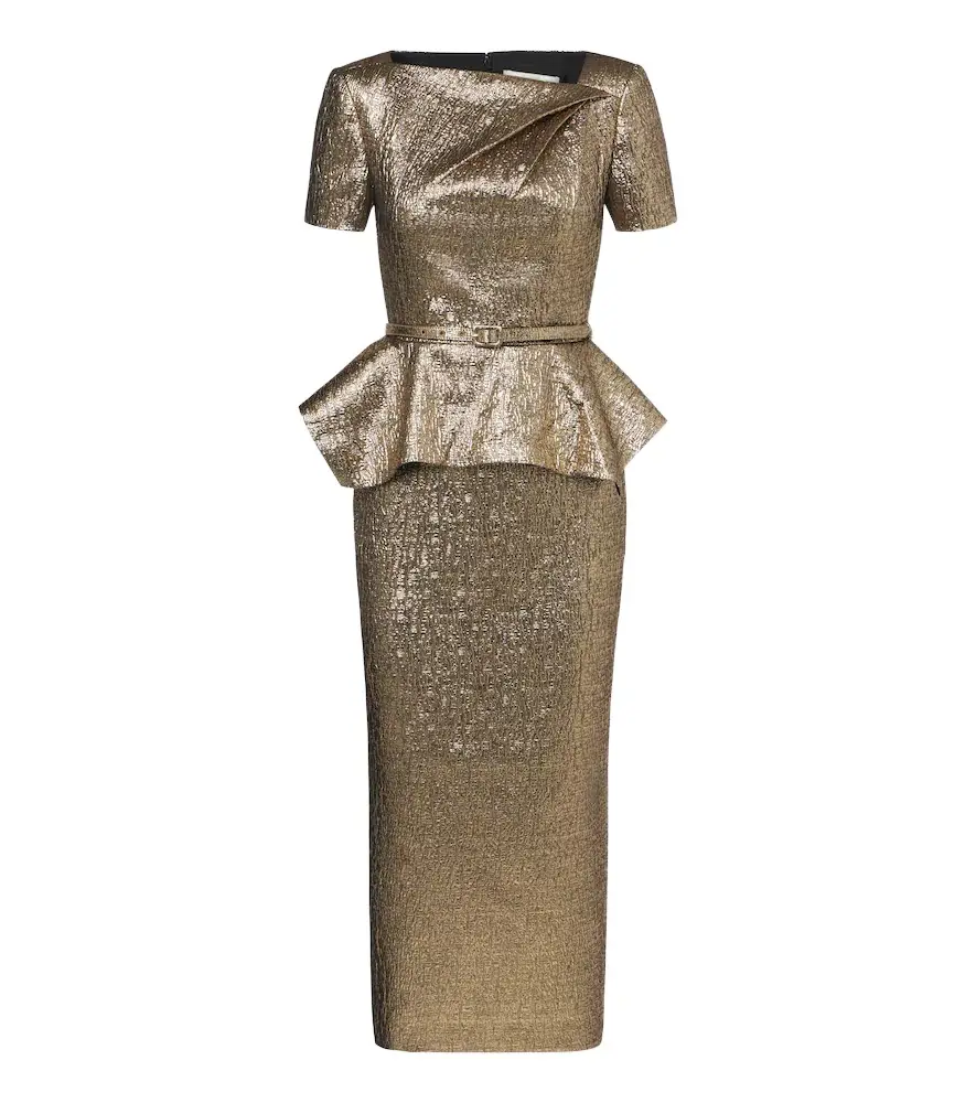 Roland Mouret Belted peplum cloqué cocktail dress
