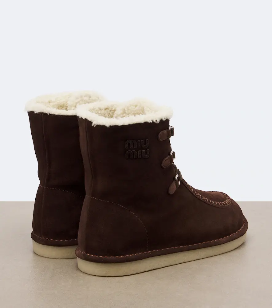 Miu Miu Shearling-lined suede lace-up boots | Thumbnail 2 Miu Miu Shearling-lined suede lace-up boots | Thumbnail 2