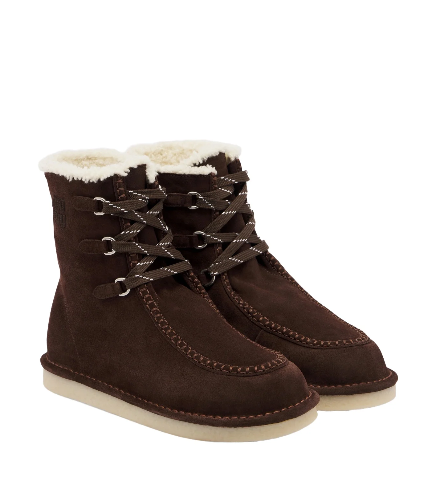 Miu Miu Shearling-lined suede lace-up boots