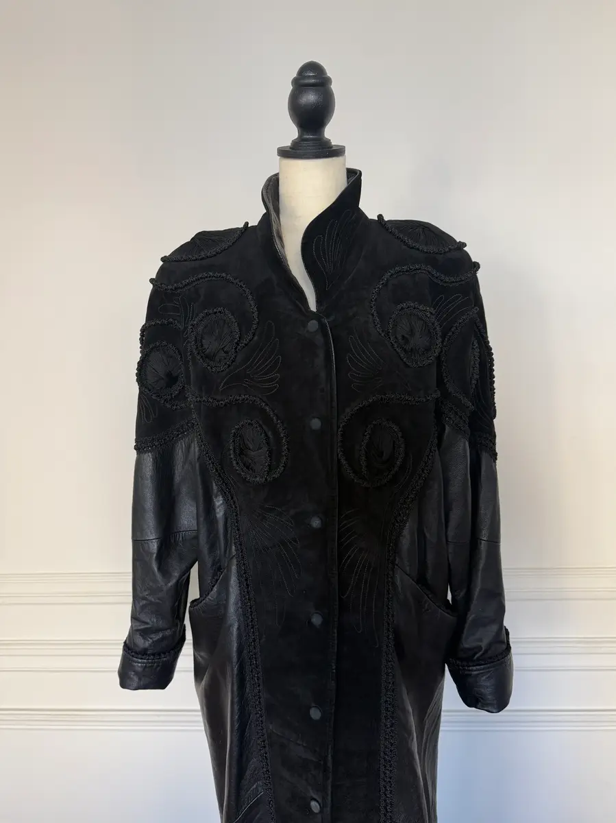 Jen Wonders Studio Leather Embroidered Long Coat | Thumbnail 2 Jen Wonders Studio Leather Embroidered Long Coat | Thumbnail 2