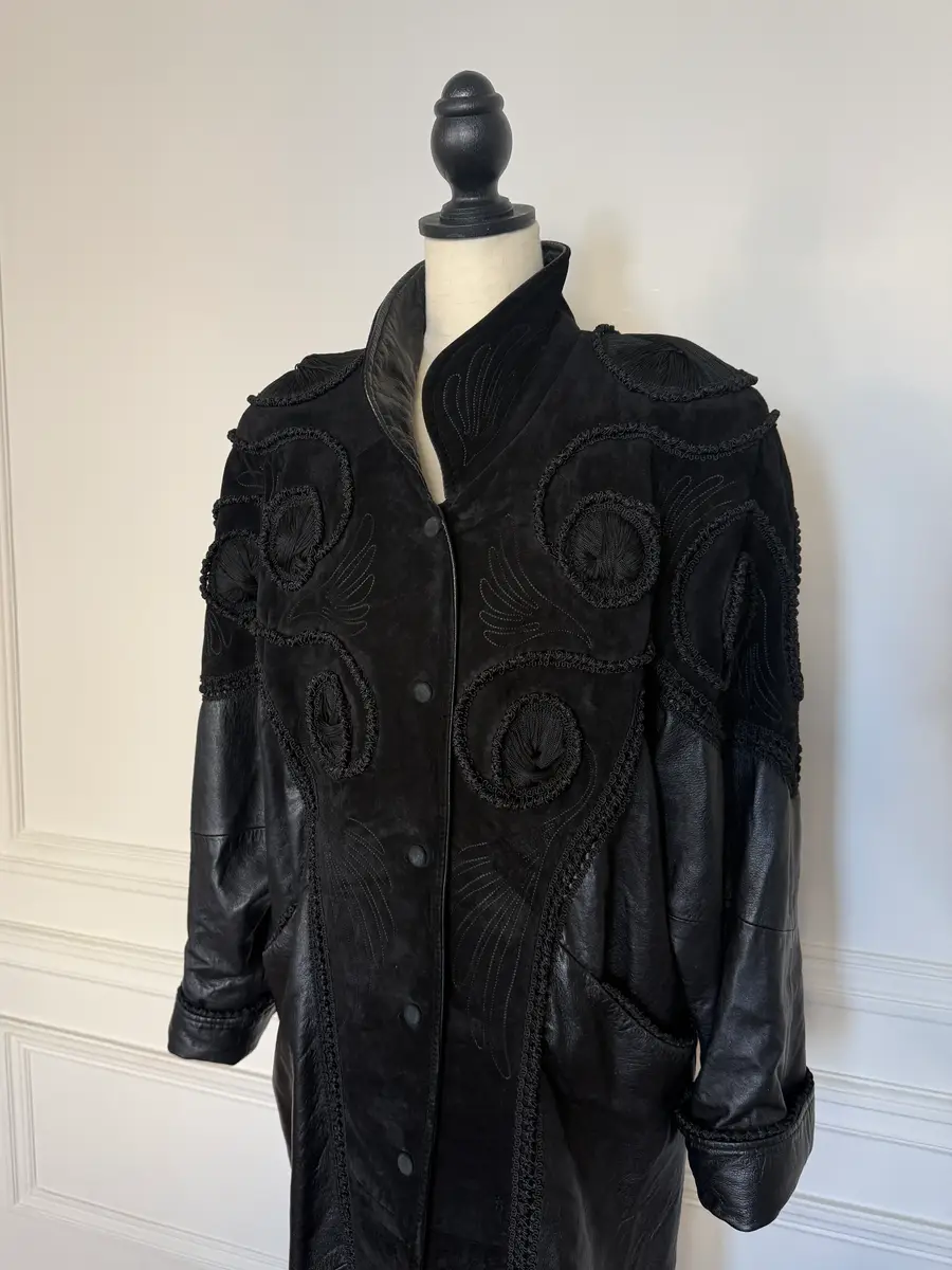 Jen Wonders Studio Leather Embroidered Long Coat | Thumbnail 3 Jen Wonders Studio Leather Embroidered Long Coat | Thumbnail 3
