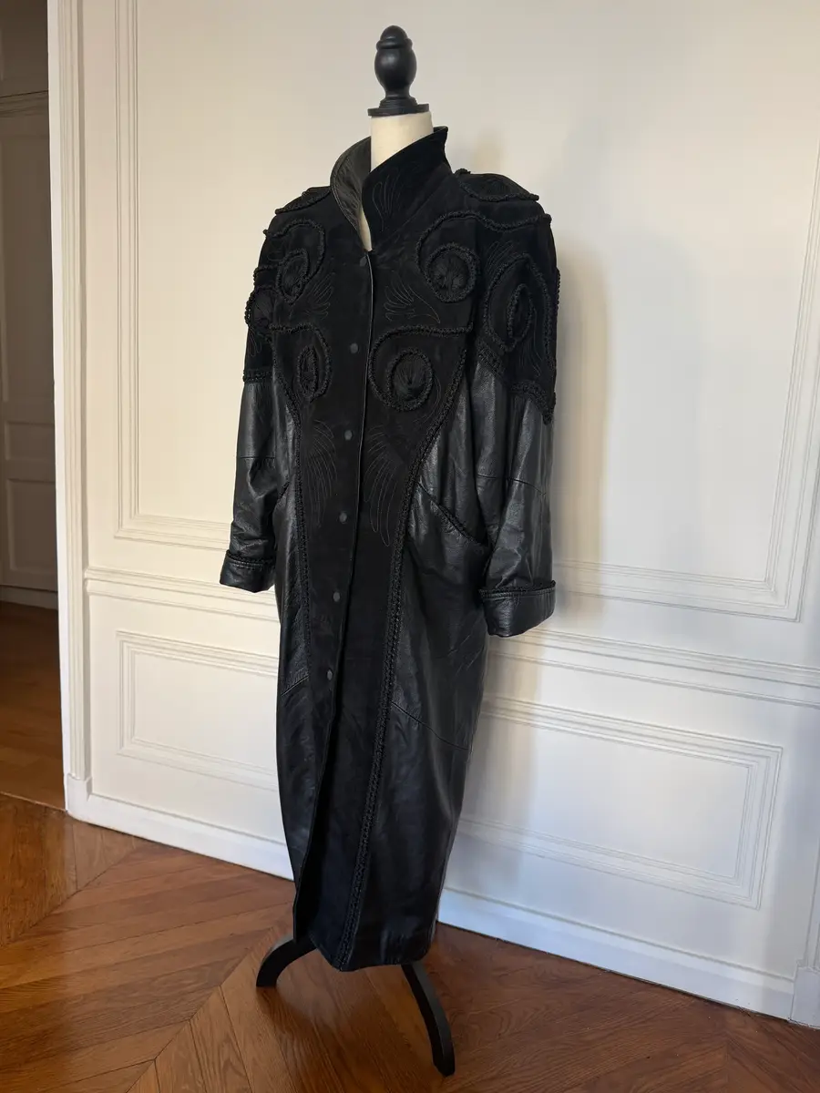 Jen Wonders Studio Leather Embroidered Long Coat | Thumbnail 4 Jen Wonders Studio Leather Embroidered Long Coat | Thumbnail 4