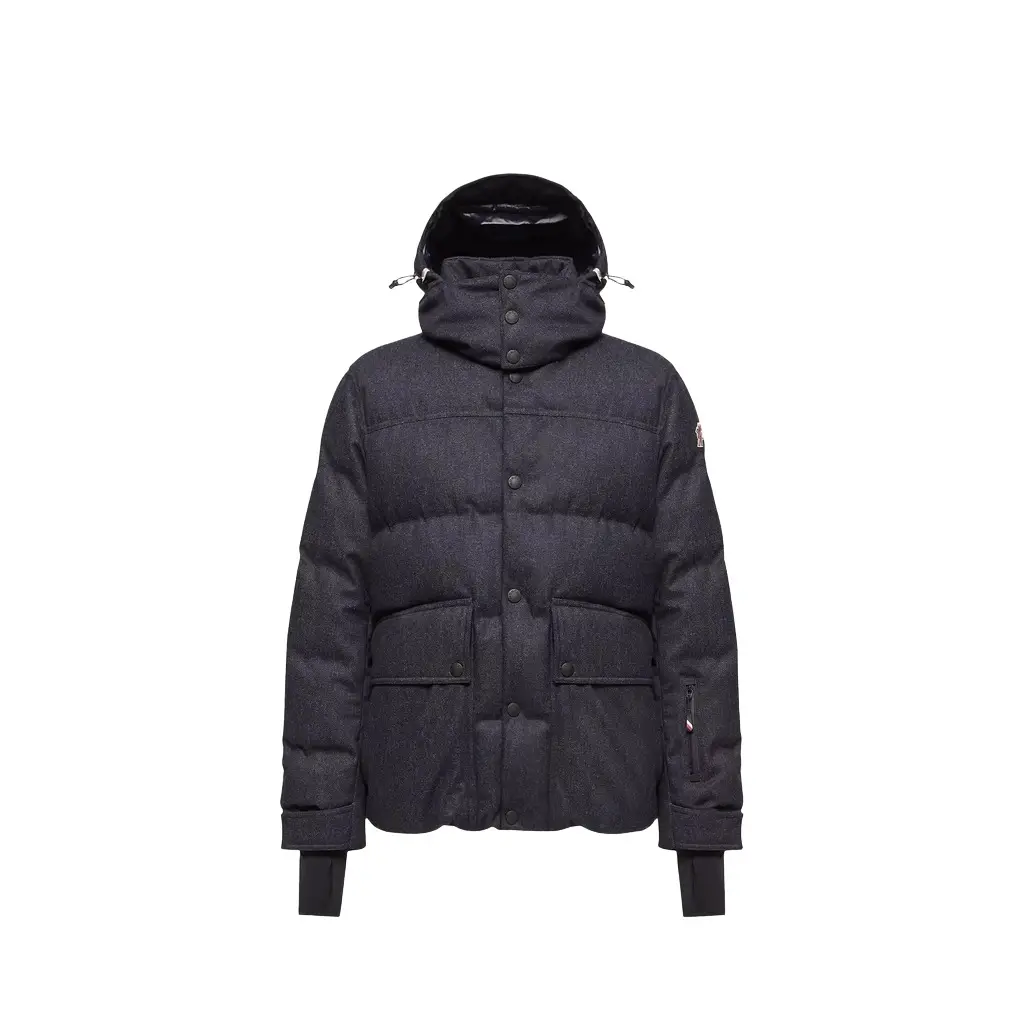 Moncler Grenoble Servance Wool Denim Hooded Down Ski Jacket