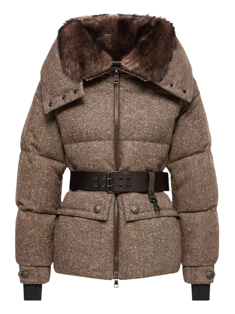 Gelise Shearling-trimmed Belted Down Jacket