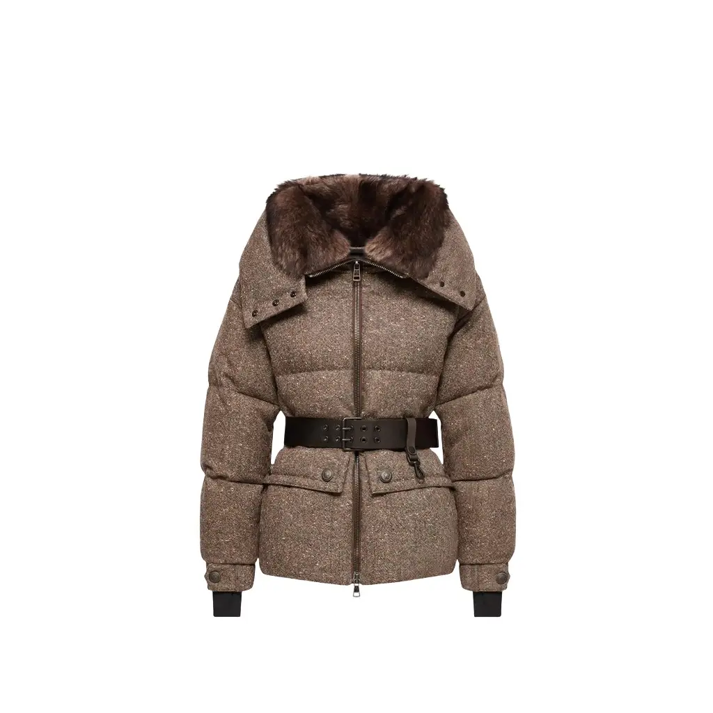 Gelise Shearling-trimmed Belted Down Jacket Gelise Shearling-trimmed Belted Down Jacket
