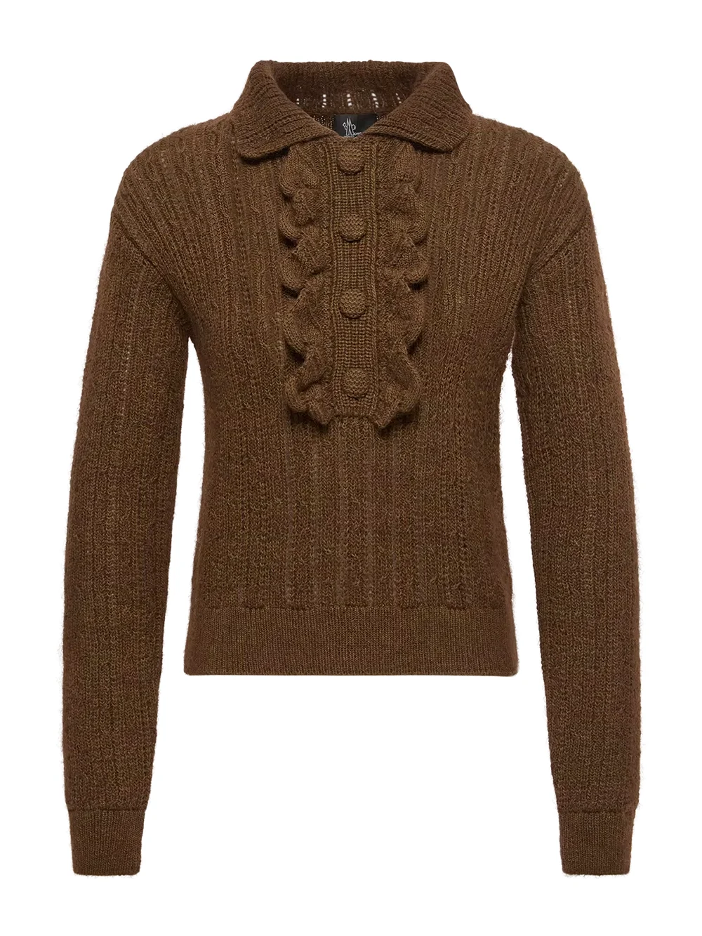Moncler Grenoble Wool & Mohair Blend Knit Polo Shirt