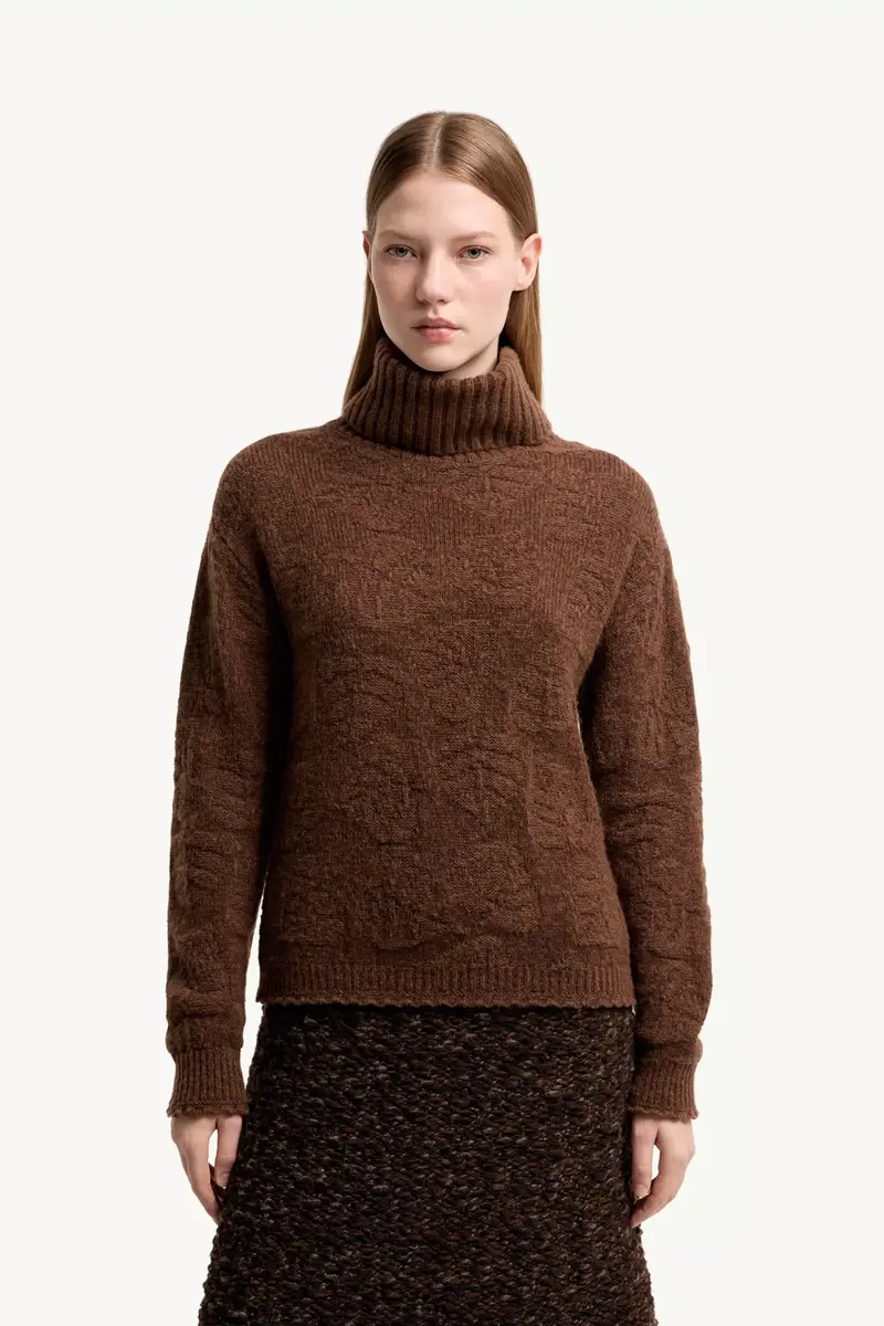 Moncler Grenoble Leaf Motif Wool Blend Turtleneck Sweater | Thumbnail 5 Moncler Grenoble Leaf Motif Wool Blend Turtleneck Sweater | Thumbnail 5