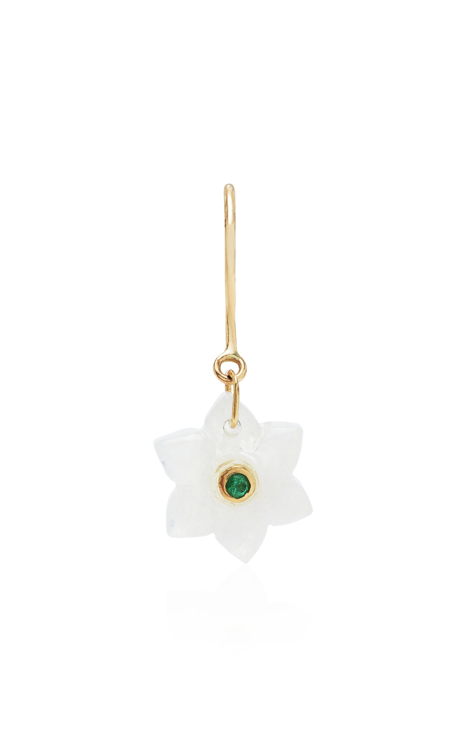 Pascale Monvoisin Ida Gold Moonstone And Emerald Single Earring
