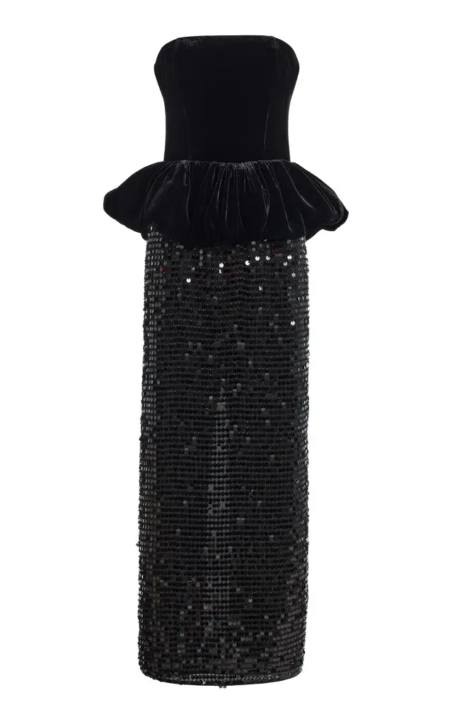 Sequined Maxi Peplum Dress