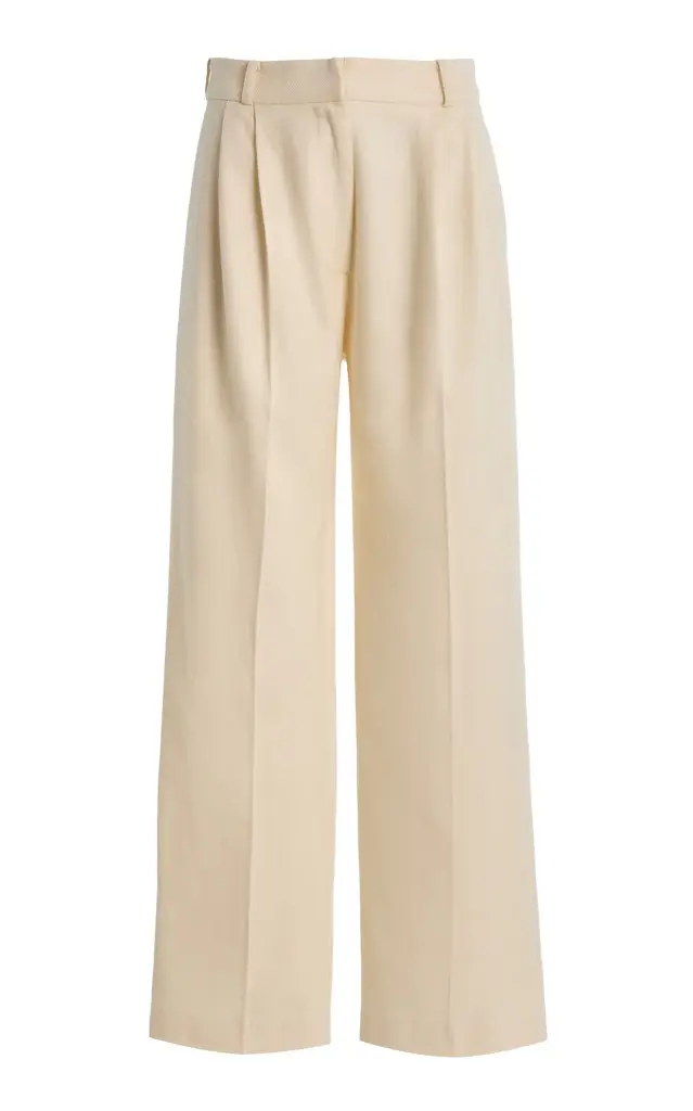 Tailored Cotton Wide-Leg Pants