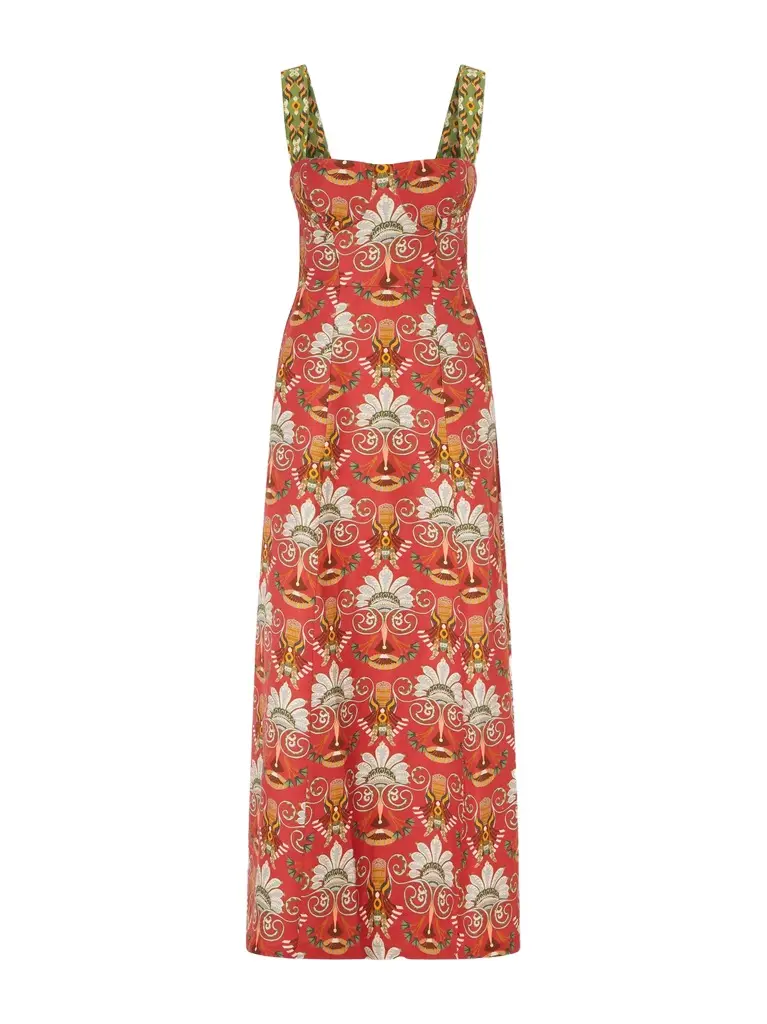 Emporio Sirenuse Azzurra open-back floral-print linen and cotton-blend midi dress