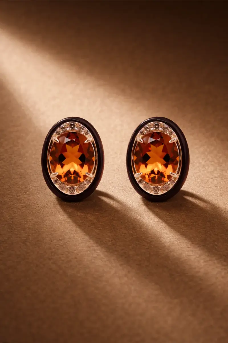 ANDREA MATOS LOPES Champagne Diamond Onyx Earrings | Thumbnail 2