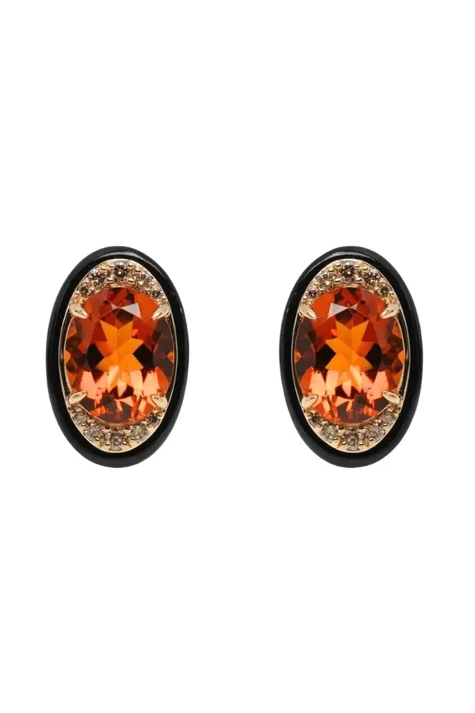ANDREA MATOS LOPES Champagne Diamond Onyx Earrings