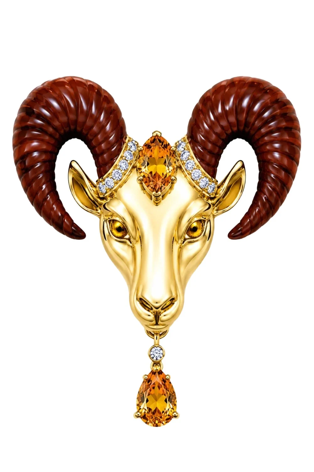 ANDREA MATOS LOPES Citrine Madeira Brooch