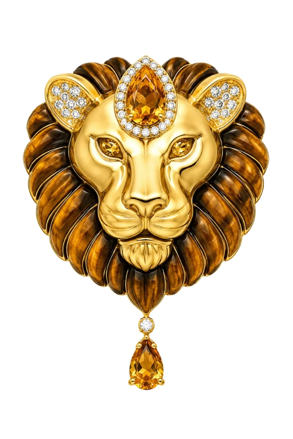 Diamond Lion Brooch