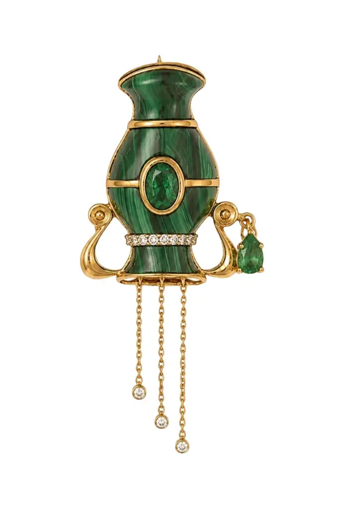 Emerald Diamond Malch Bottle Brooch Emerald Diamond Malch Bottle Brooch