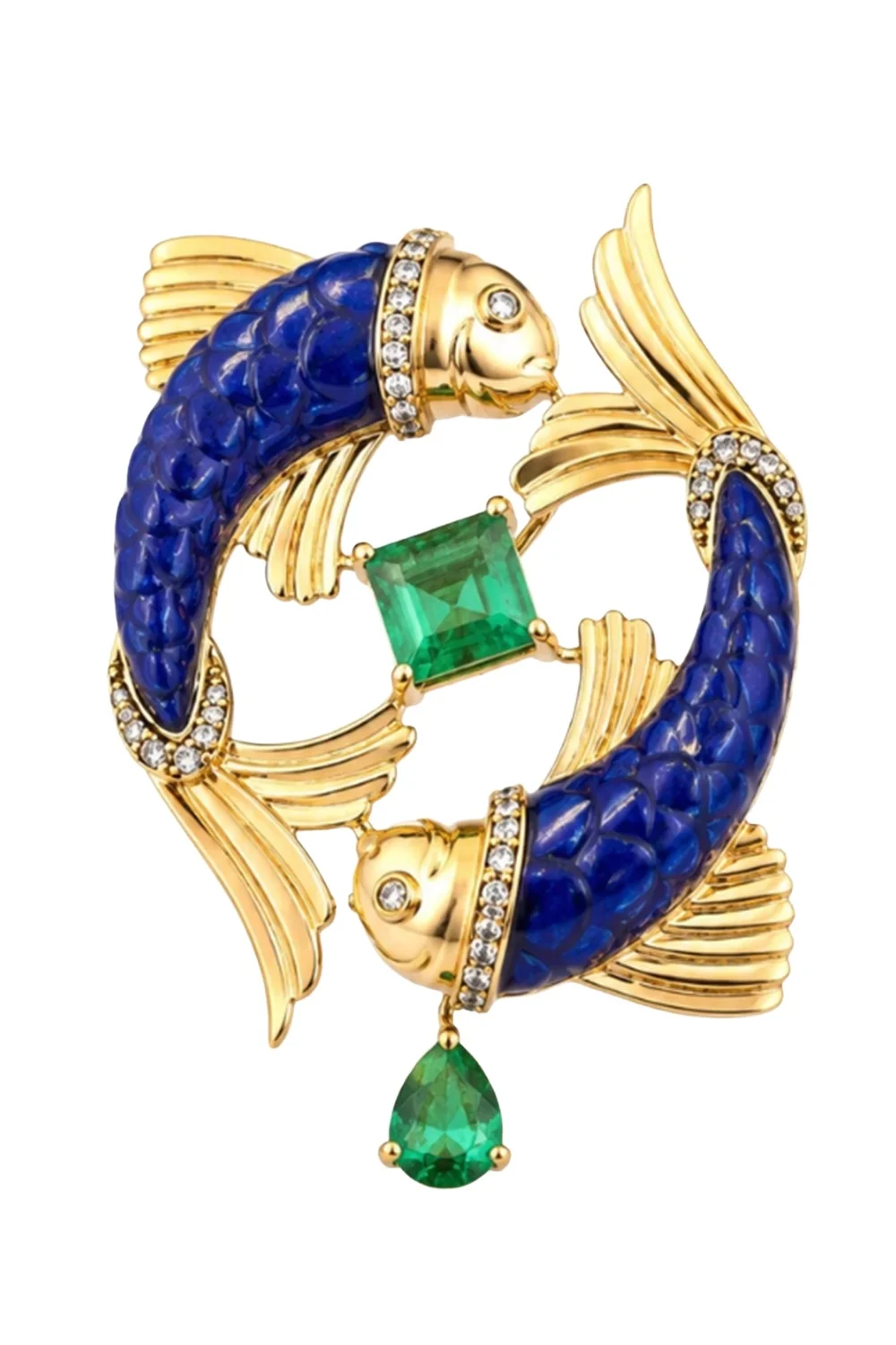 ANDREA MATOS LOPES Emerald Lap Fish Brooch