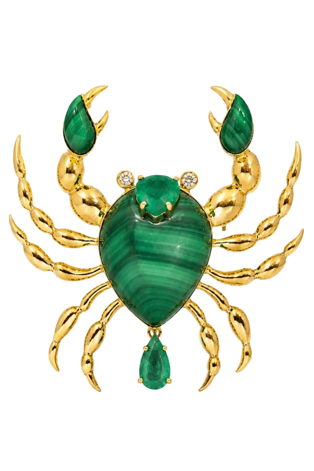 ANDREA MATOS LOPES Malachite Emerald Crab Brooch